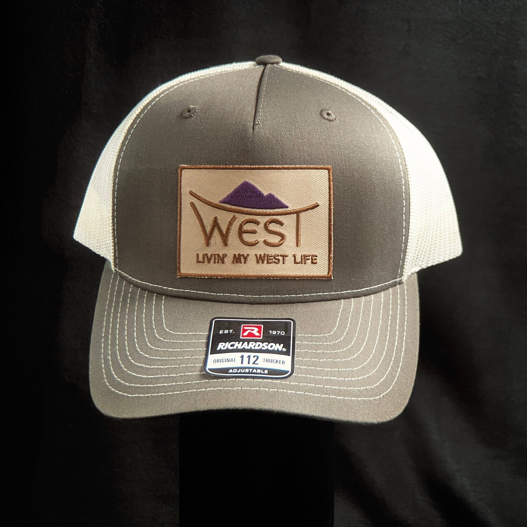 LIVIN' MY WEST LIFE MOUNTAIN HAT: Richardson 112 Trucker Hat, Brown/Khaki