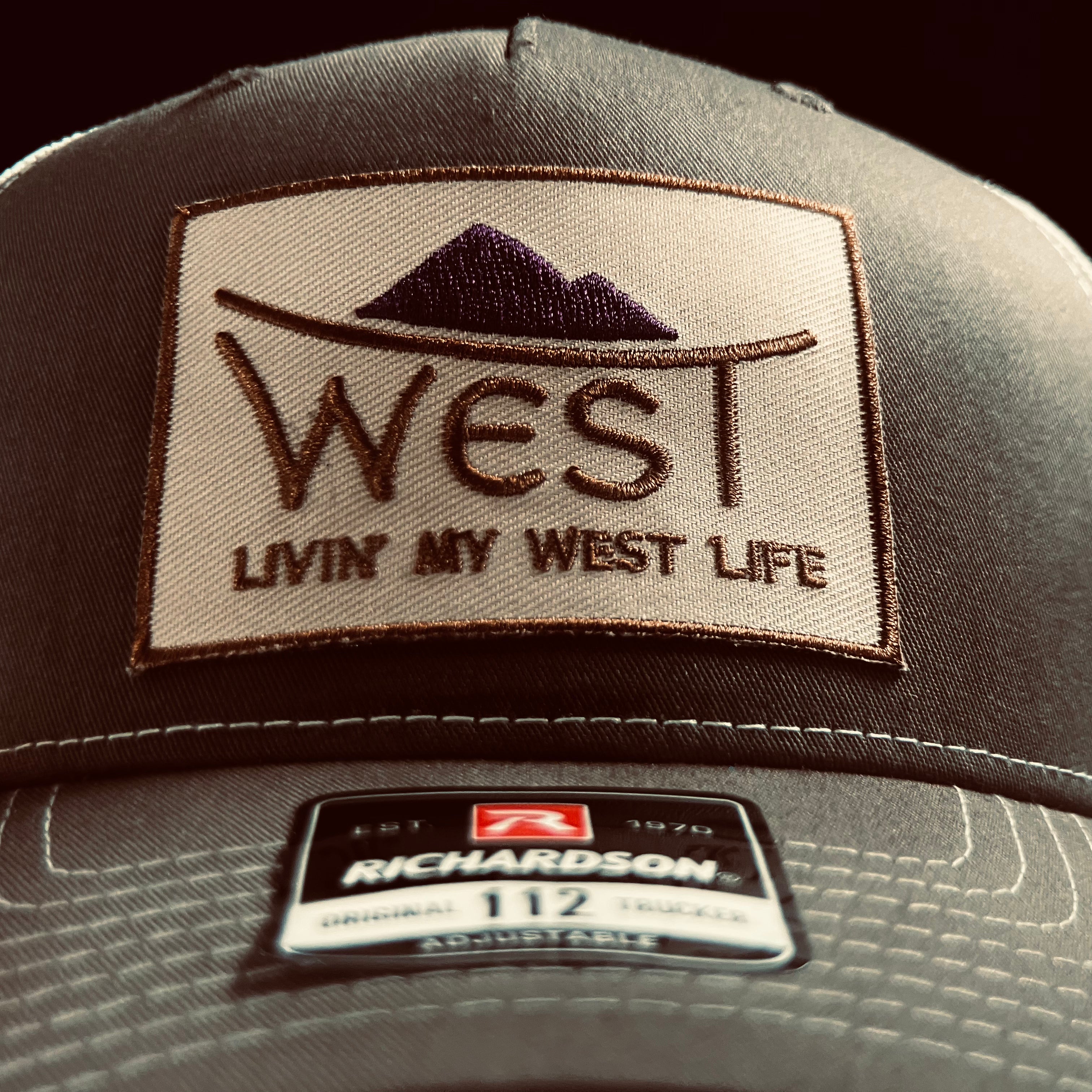 LIVIN' MY WEST LIFE MOUNTAIN HAT: Richardson 112 Trucker Hat, Brown/Khaki