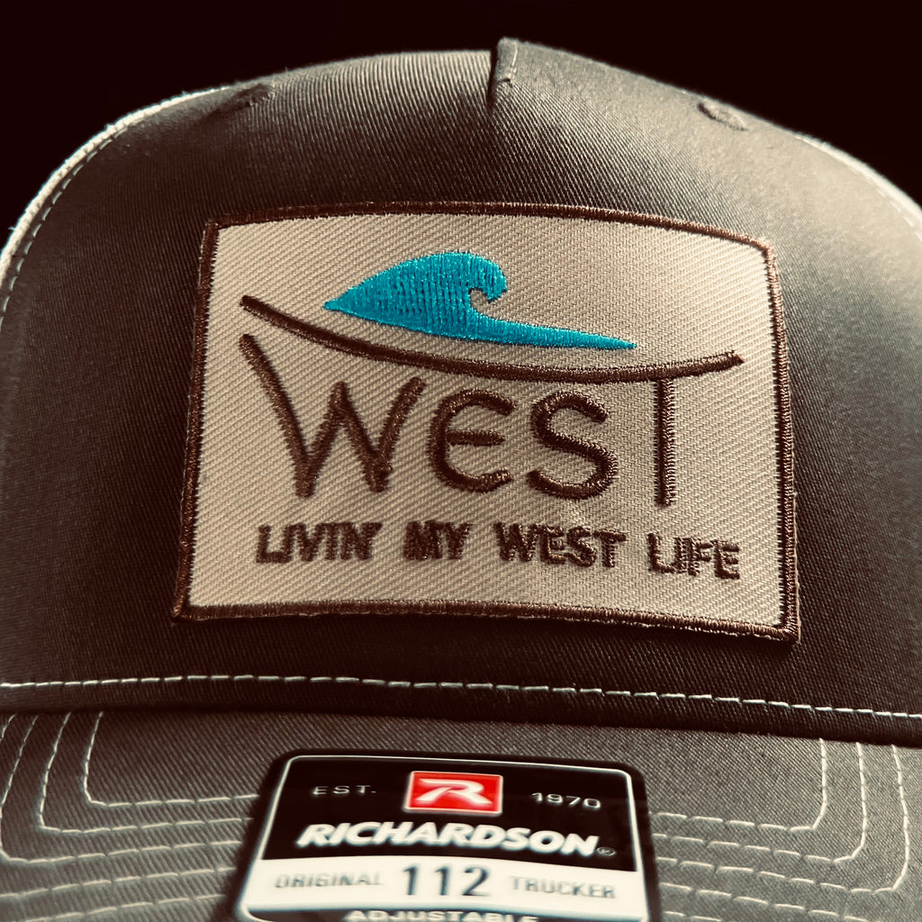 LIVIN' MY WEST LIFE WAVE HAT: Richardson 112 Trucker Hat in Brown/Khaki