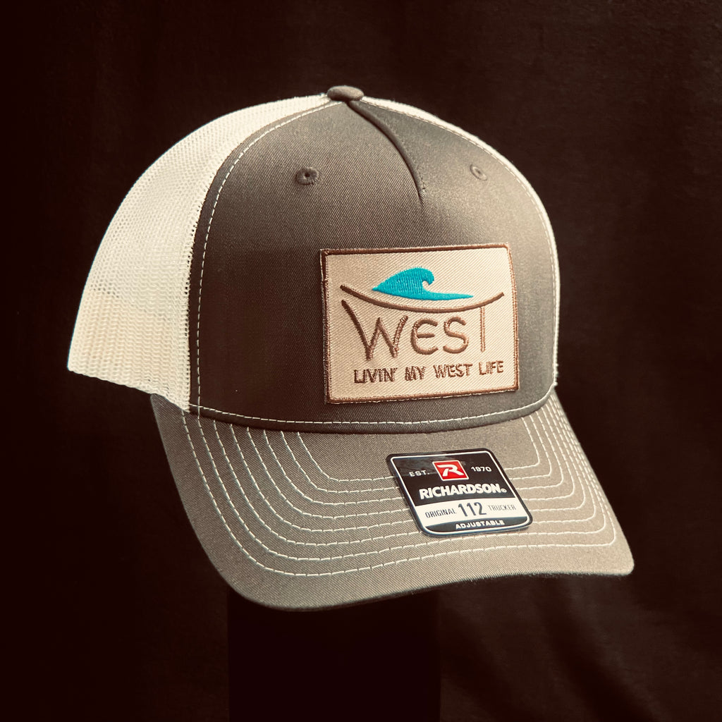 LIVIN' MY WEST LIFE WAVE HAT: Richardson 112 Trucker Hat in Brown/Khaki