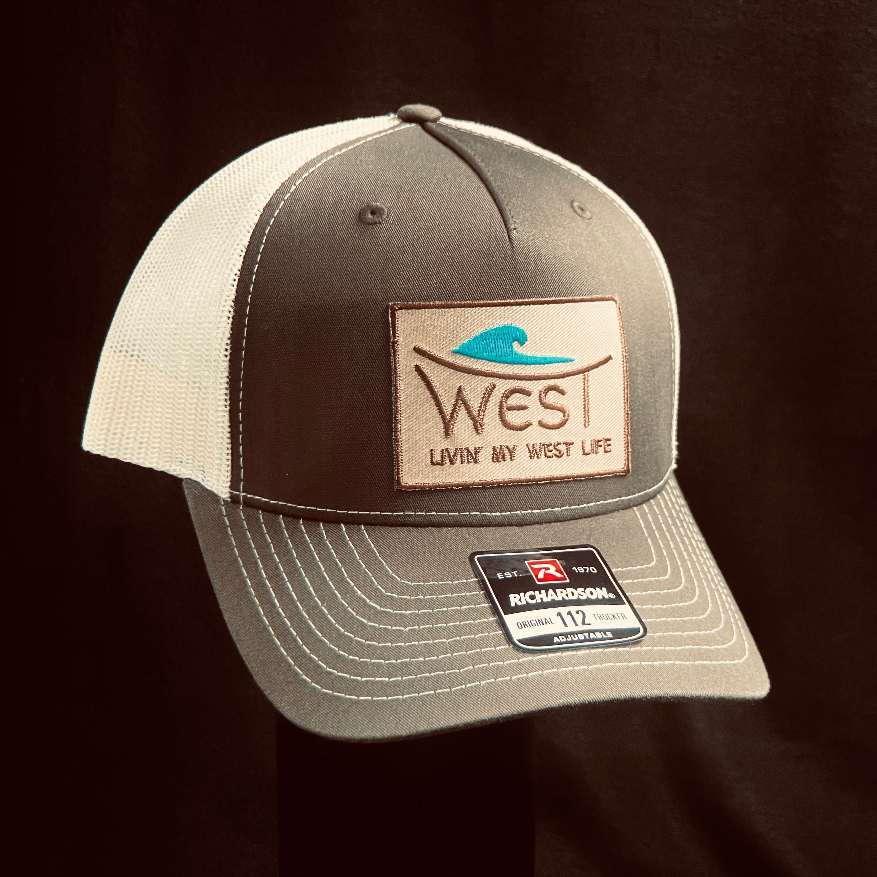 LIVIN' MY WEST LIFE WAVE HAT: Richardson 112 Trucker Hat in Brown/Khaki