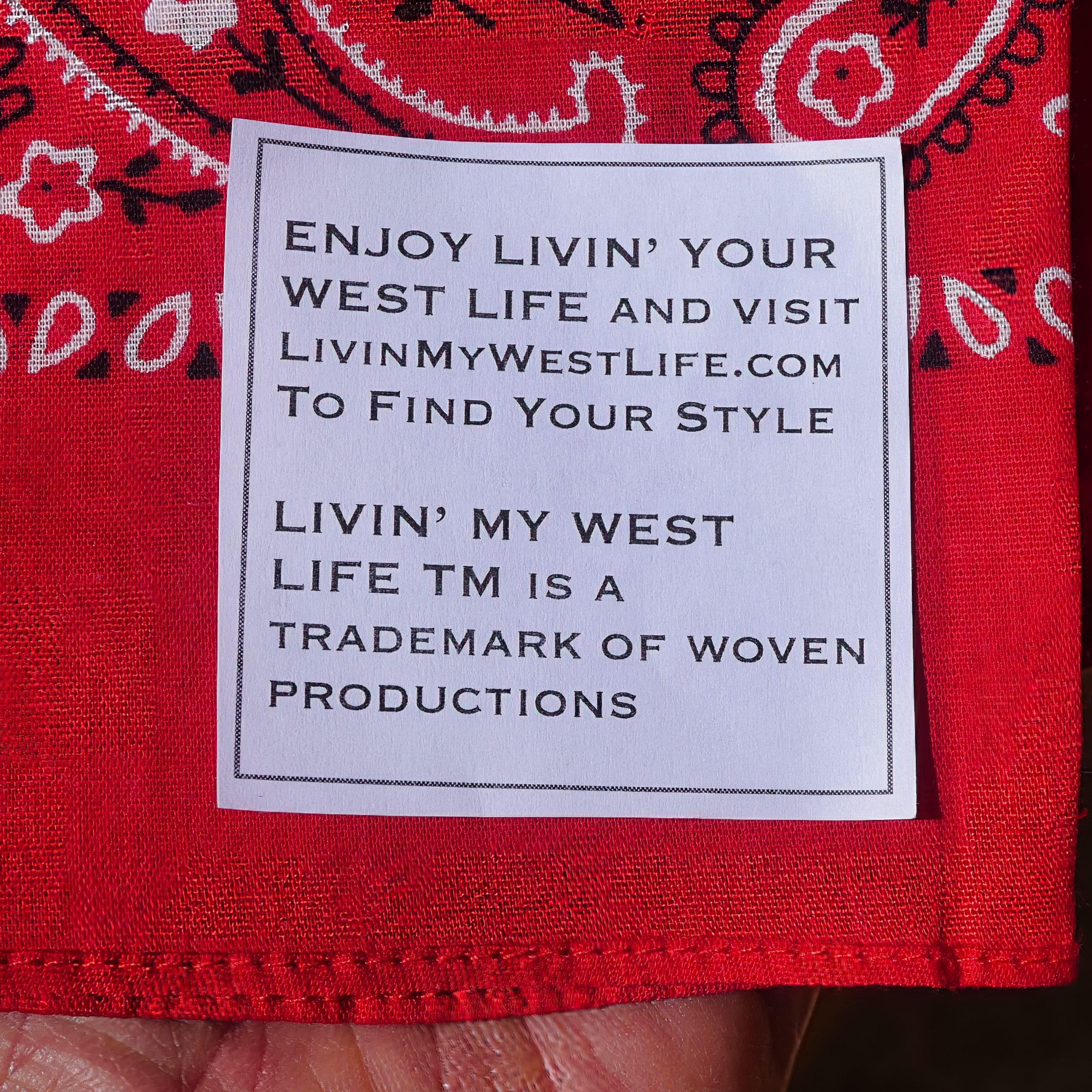LIVIN' MY WEST LIFE STRAIGHT-UP BANDANA