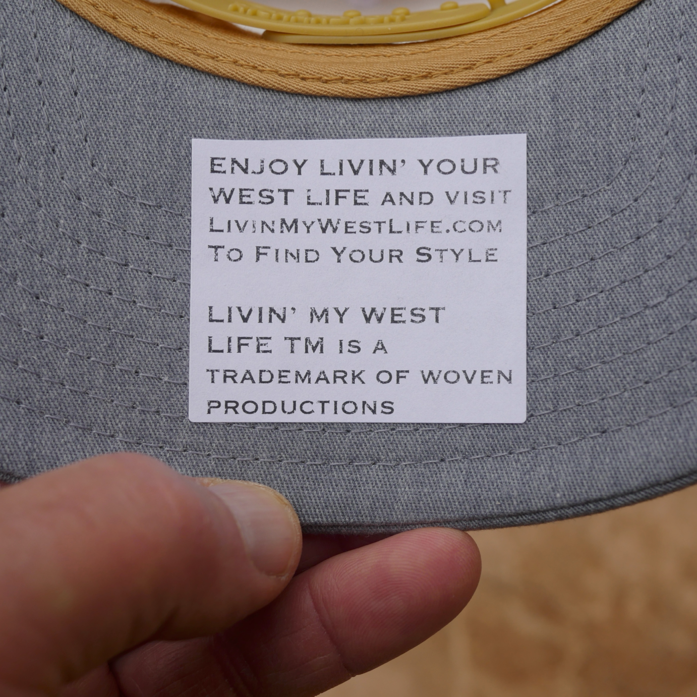LIVIN' MY WEST LIFE MOUNTAIN HAT: Richardson 112 Trucker Hat in Grey/Gold