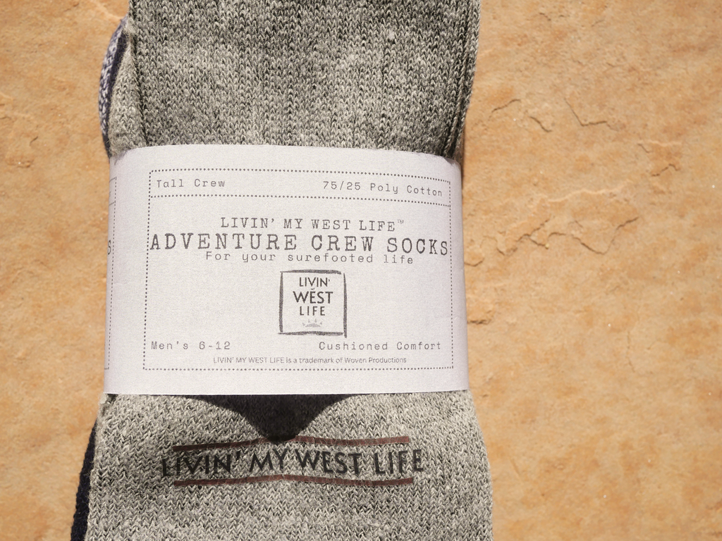 LIVIN' ADVENTURE SOCKS; TWO PAIR (GREY/BLUE) MEN'S 6-12
