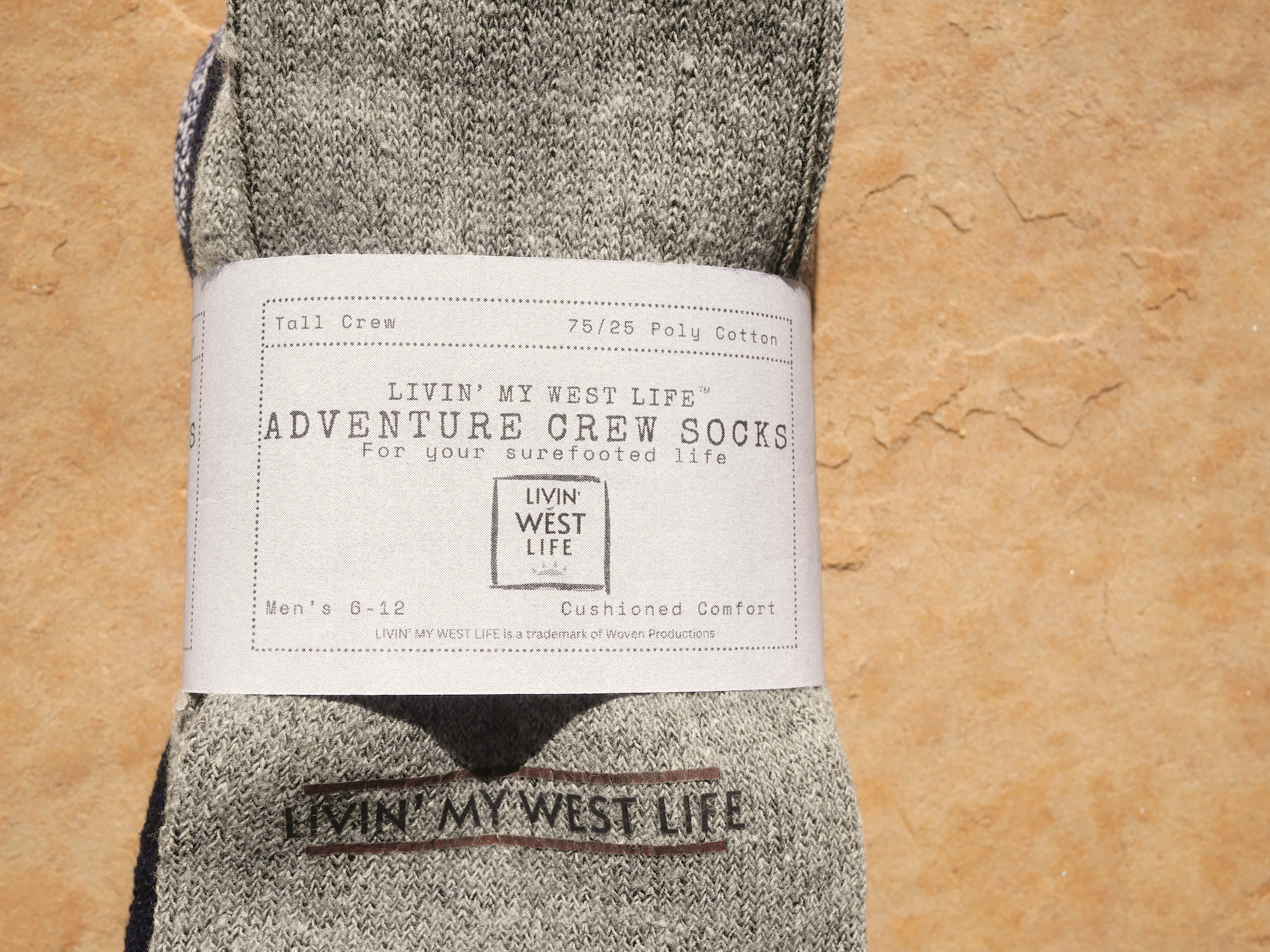 LIVIN' ADVENTURE SOCKS; TWO PAIR (GREY/BLUE) MEN'S 6-12